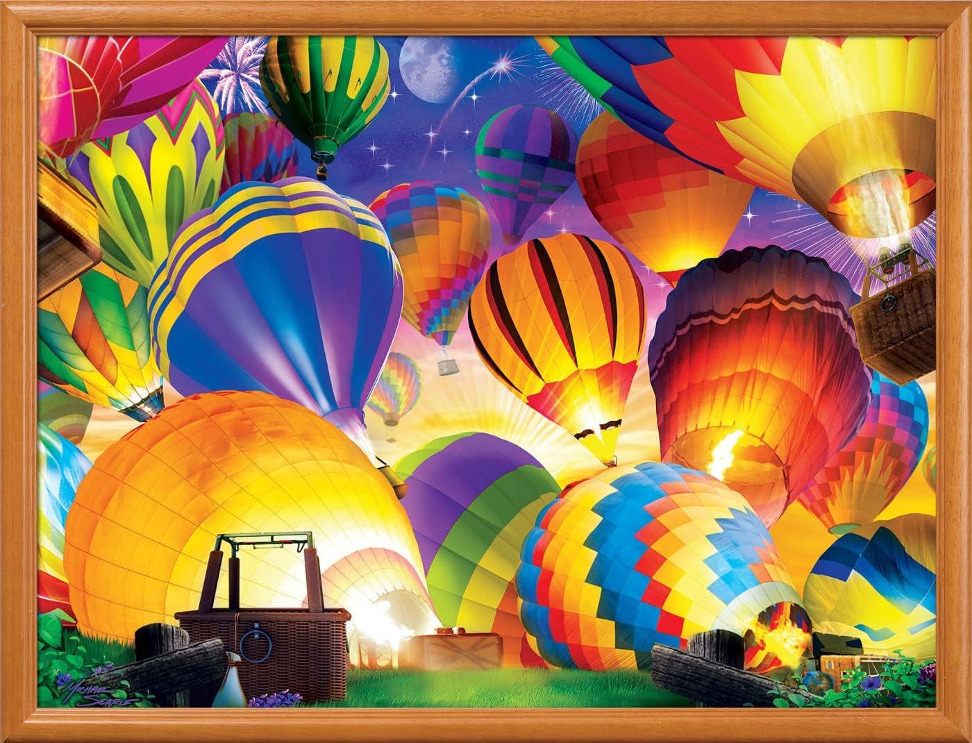 imageMasterPieces 300 Piece Jigsaw Puzzle with Large EZ Grip Shapes Glows in The Dark Taking Flight Activity Fun for Adults Seniors Family Kids 18 x 24300 Piece