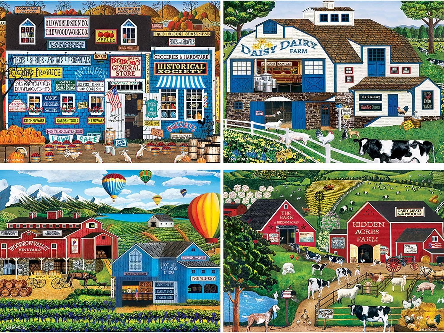 imageMasterPieces 2000 Piece Jigsaw Puzzle for Adults Family Or Youth Farm Country 4Pack 14x19AM Poulin Gallery