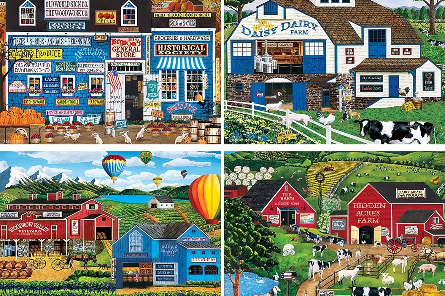imageMasterPieces 2000 Piece Jigsaw Puzzle for Adults Family Or Youth Farm Country 4Pack 14x19AM Poulin Gallery
