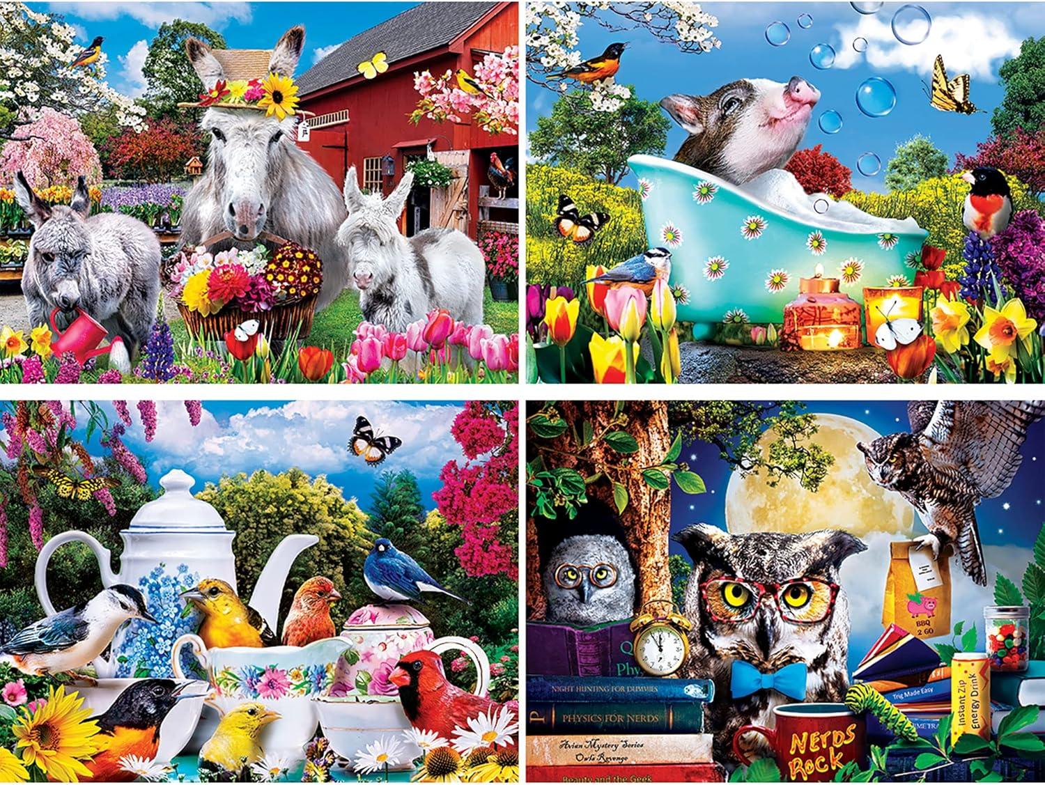 imageMasterPieces 2000 Piece Jigsaw Puzzle for Adults Family Or Youth Farm Country 4Pack 14x19Wild Whimsical