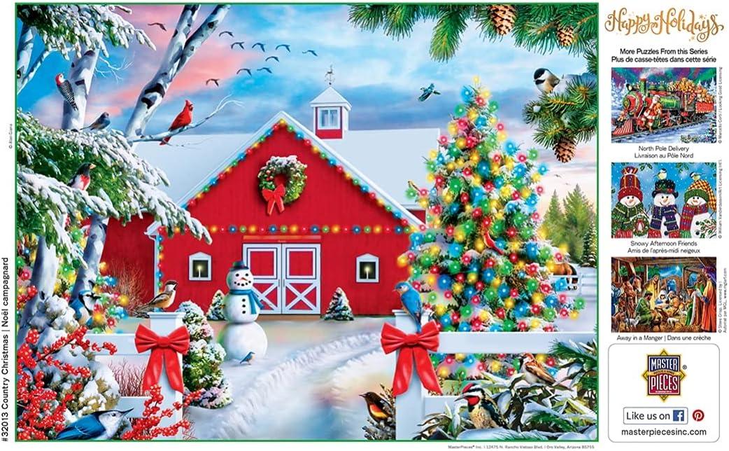 imageMasterPieces 300 Piece EZ Grip Christmas Jigsaw Puzzle Winter Visitors 18x24Country Christmas