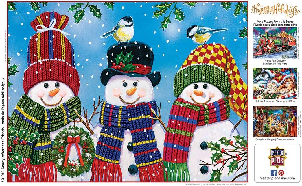 imageMasterPieces 300 Piece EZ Grip Christmas Jigsaw Puzzle Winter Visitors 18x24Snowy Afternoon Friends