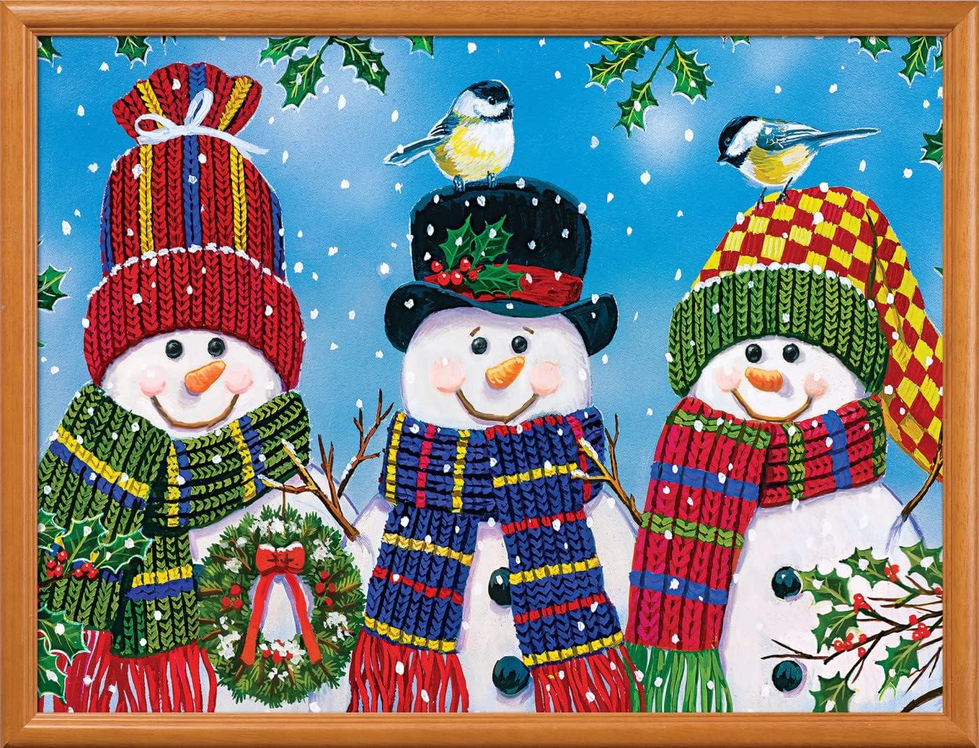 imageMasterPieces 300 Piece EZ Grip Christmas Jigsaw Puzzle Winter Visitors 18x24Snowy Afternoon Friends
