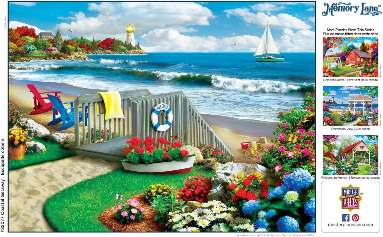 imageMasterPieces 300 Piece EZ Grip Jigsaw Puzzle Coastal Getaway Beach Scene Large Piece Puzzles for Seniors Adults and Family EcoFriendly NonGlare Finish Relaxing 18 x 24 Puzzle300 Piece