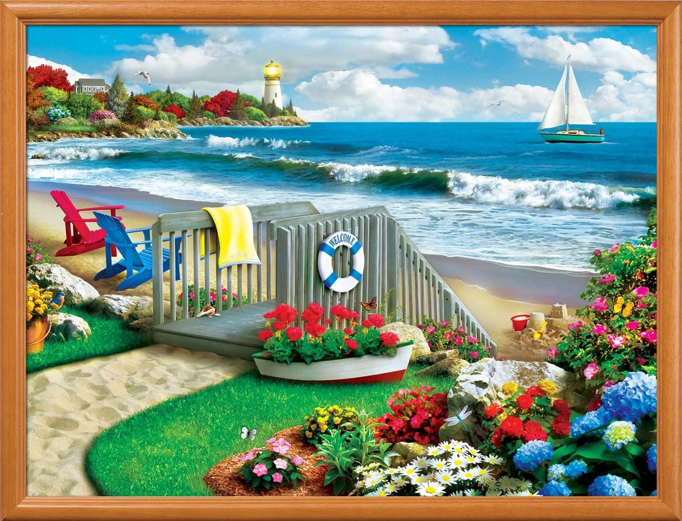 imageMasterPieces 300 Piece EZ Grip Jigsaw Puzzle Coastal Getaway Beach Scene Large Piece Puzzles for Seniors Adults and Family EcoFriendly NonGlare Finish Relaxing 18 x 24 Puzzle300 Piece
