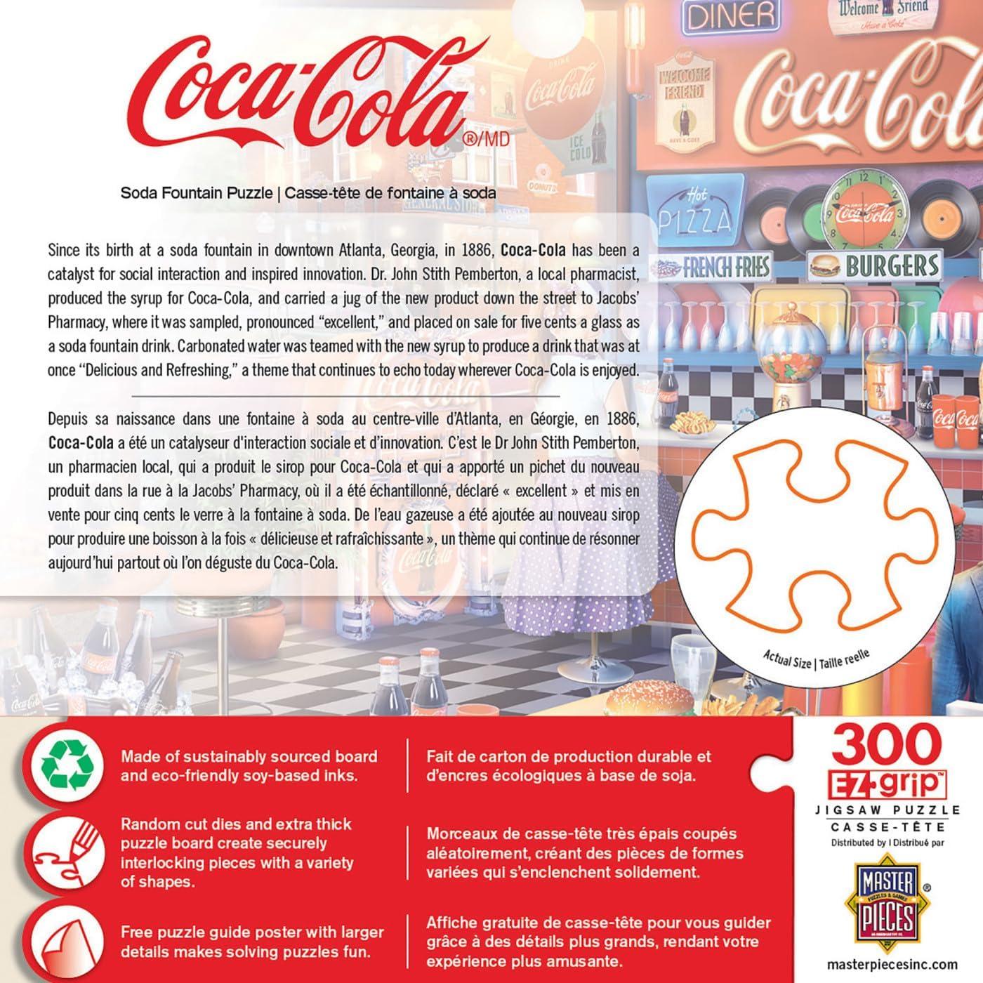 imageMasterPieces 300 Piece EZ Grip Jigsaw Puzzle CocaCola Bottles 18x24Soda Fountain