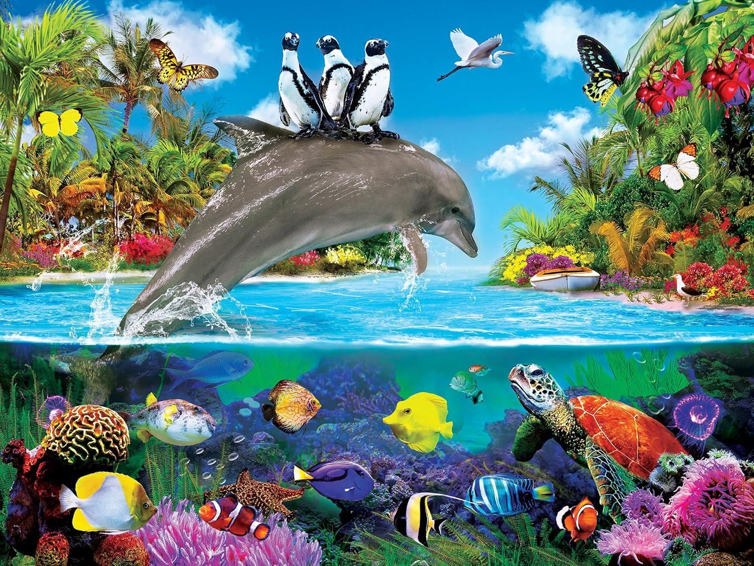 imageMasterPieces 300 Piece EZ Grip Jigsaw Puzzle Dolphin Ride 18x24300 Piece