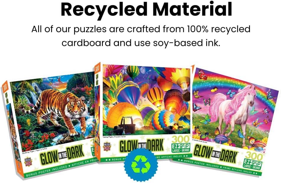 imageMasterpieces 300 Piece EZ Grip Glow in the Dark Jigsaw Puzzle Rainbow World 18x24300 Piece