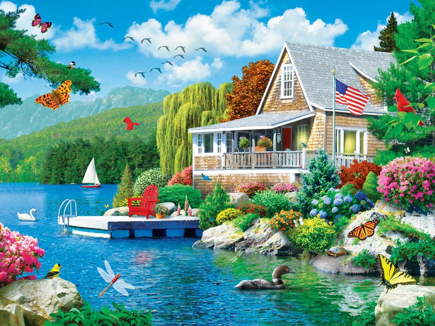 imageMasterpieces 300 Piece EZ Grip Jigsaw Puzzle Lakeside Memories 18x24300 Piece