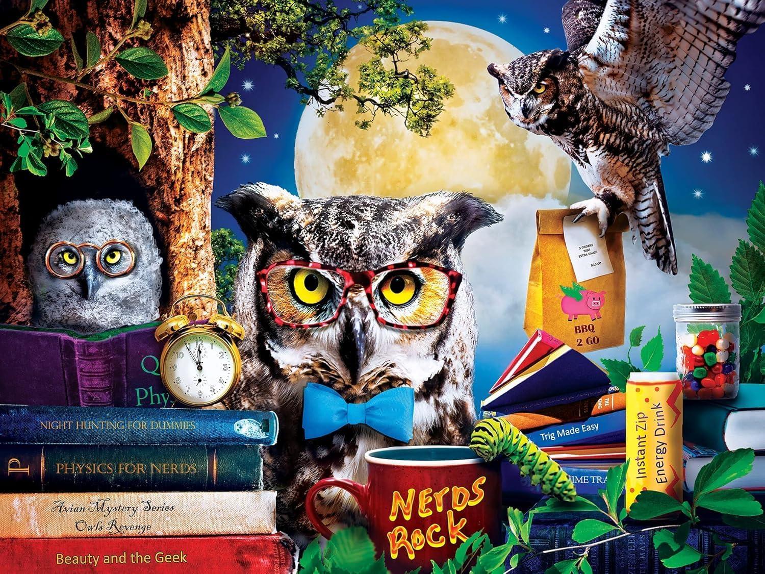 imageMasterpieces 300 Piece EZ Grip Jigsaw Puzzle Night Owls Study Group 18x24300 Piece