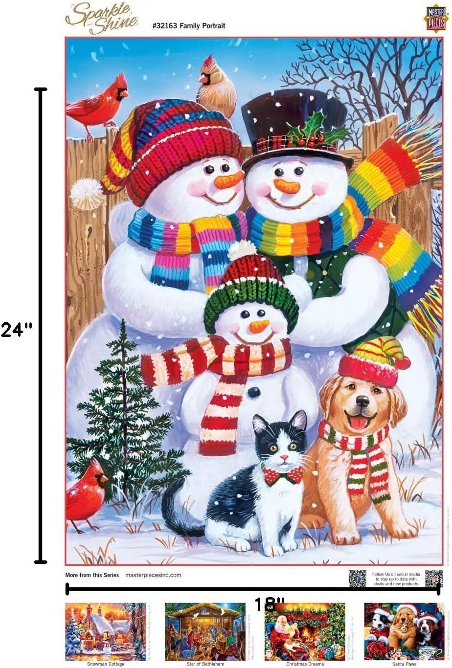 imageMasterpieces 500 Piece Glitter Christmas Jigsaw Puzzle Family Portrait 18x24