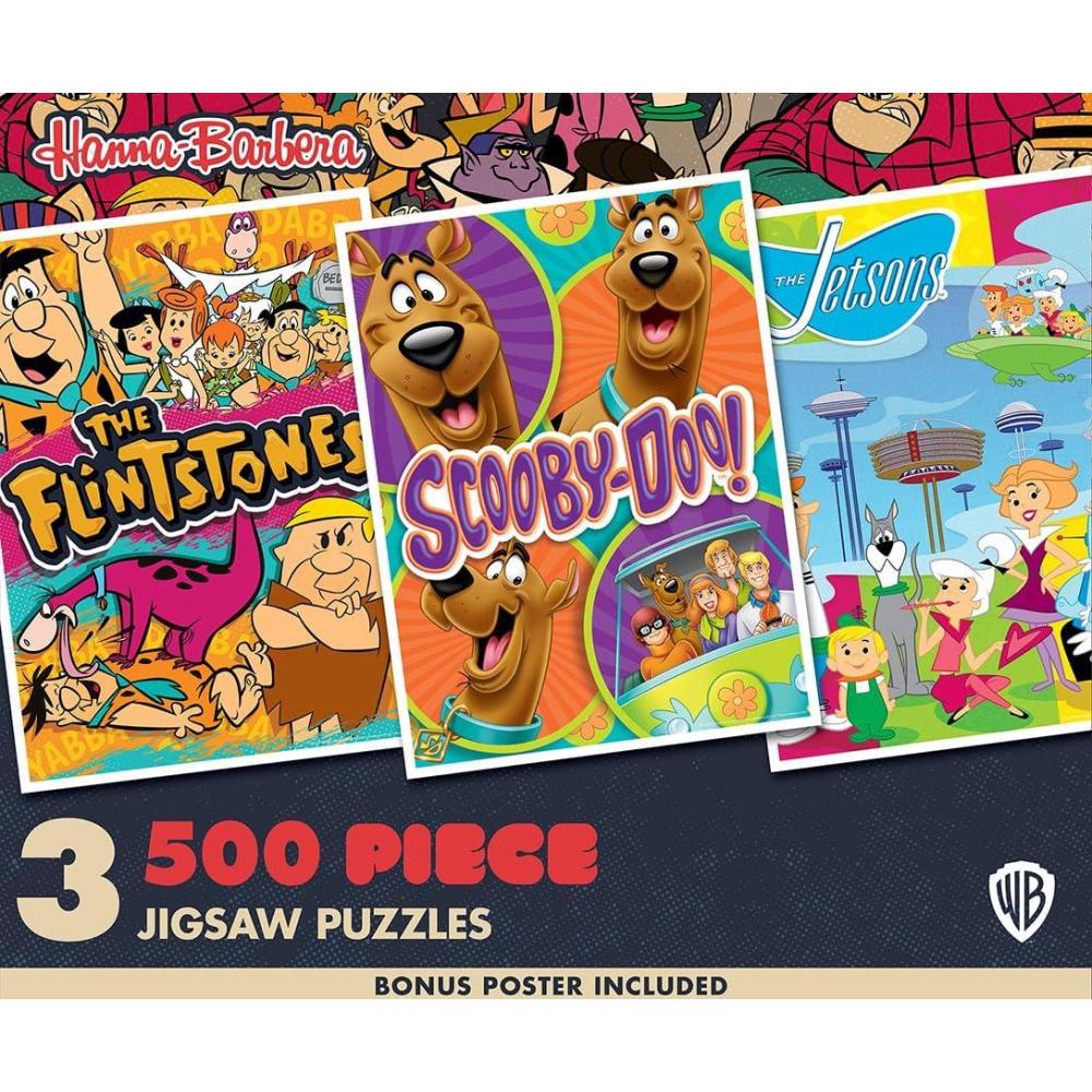 image3Pack 500pc Puzzles The 80s Jigsaw Puzzle with Vibrant Artwork and Durable Pieces Fun Family Activity Brain Challenge and Educational Entertainment for Kids Teens and AdultsHannaBarbera