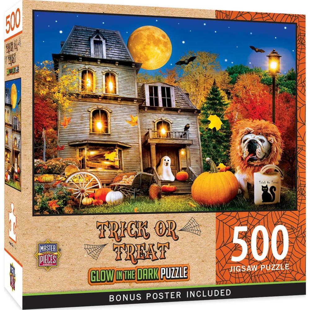 imageHalloween  Fright Night 500pc Glow in The Dark Puzzle  Jigsaw Puzzle with Vibrant Artwork and Durable Pieces  Fun Family Activity Brain Challenge and Educational Entertainment for Kids TeensTrick or Treat
