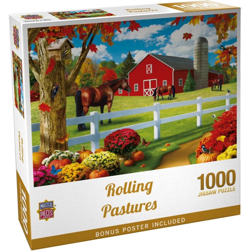imageMasterPieces 300 Piece Jigsaw Puzzle Large EZ Grip Shapes Rolling Pastures Fun for Adults Seniors Family Kids NonGlare Finish 18x241000 Piece