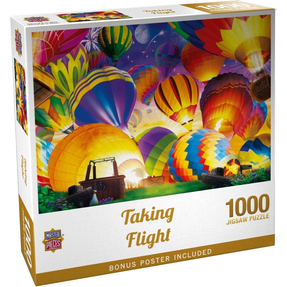 imageMasterPieces 300 Piece Jigsaw Puzzle with Large EZ Grip Shapes Glows in The Dark Taking Flight Activity Fun for Adults Seniors Family Kids 18 x 241000 Piece