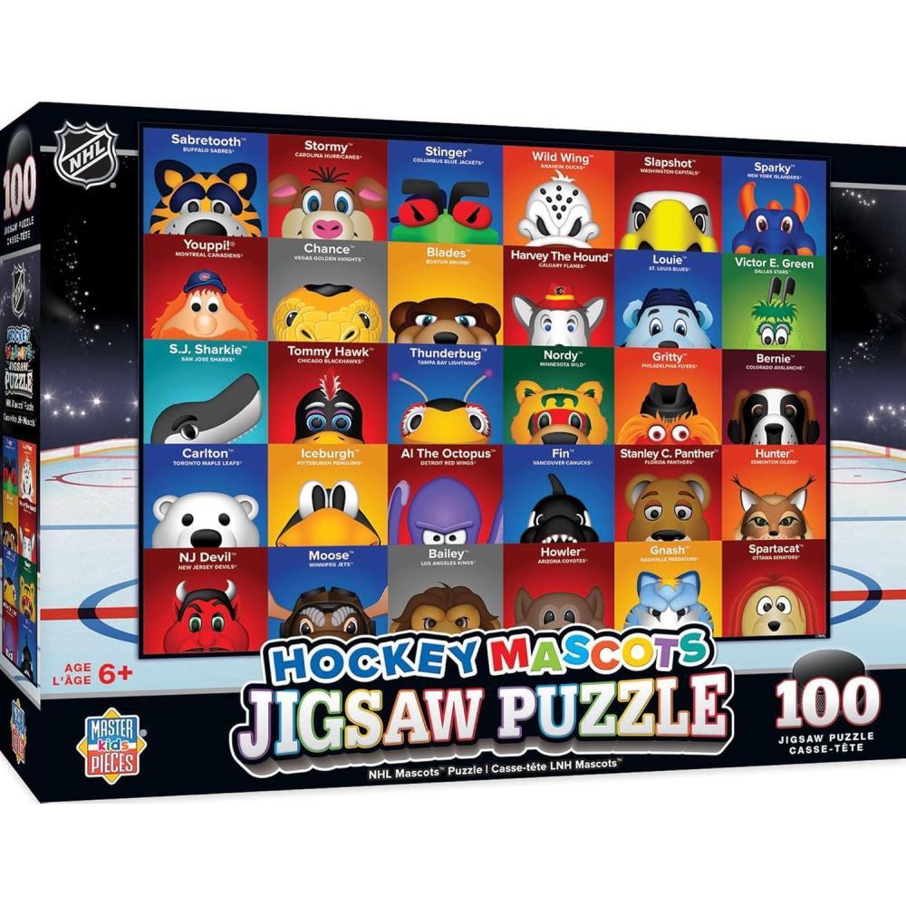 imageMasterPieces 100 Piece Sports Puzzle for Kids NHL Mascots 100pc Puzzle 14x19100Piece Mascot Jigsaw Puzzle