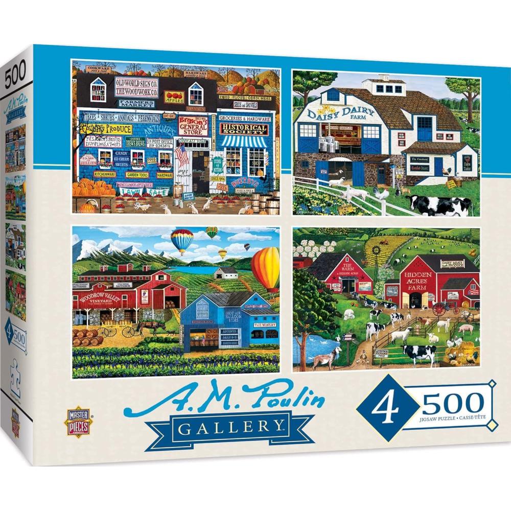 imageMasterPieces 2000 Piece Jigsaw Puzzle for Adults Family Or Youth  Farm Country 4Pack  14x19AM Poulin Gallery