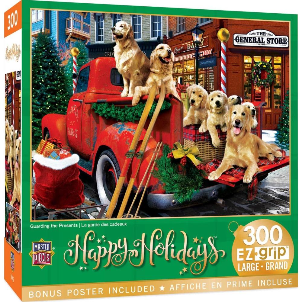imageMasterPieces 300 Piece EZ Grip Christmas Jigsaw Puzzle Winter Visitors 18x24Guarding the Presents
