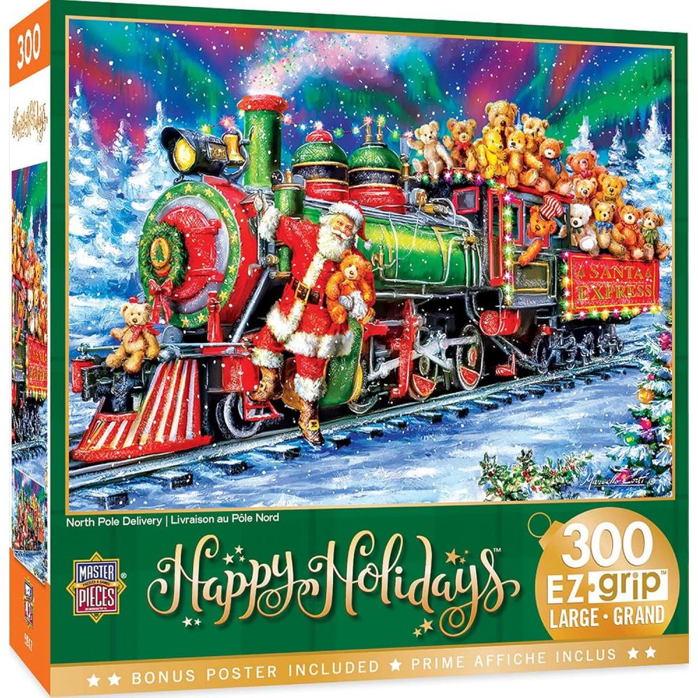imageMasterPieces 300 Piece EZ Grip Christmas Jigsaw Puzzle Winter Visitors 18x24North Pole Delivery