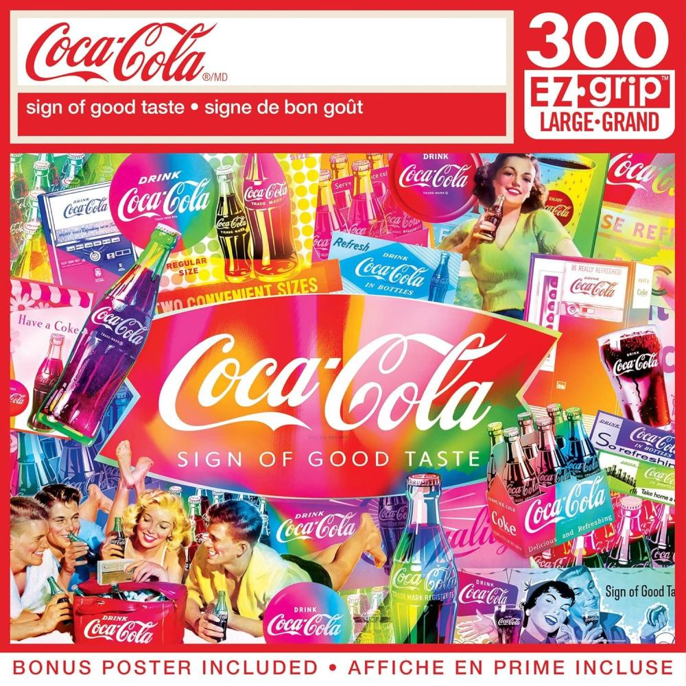 imageMasterPieces 300 Piece EZ Grip Jigsaw Puzzle CocaCola Bottles 18x24Sign of Good Taste