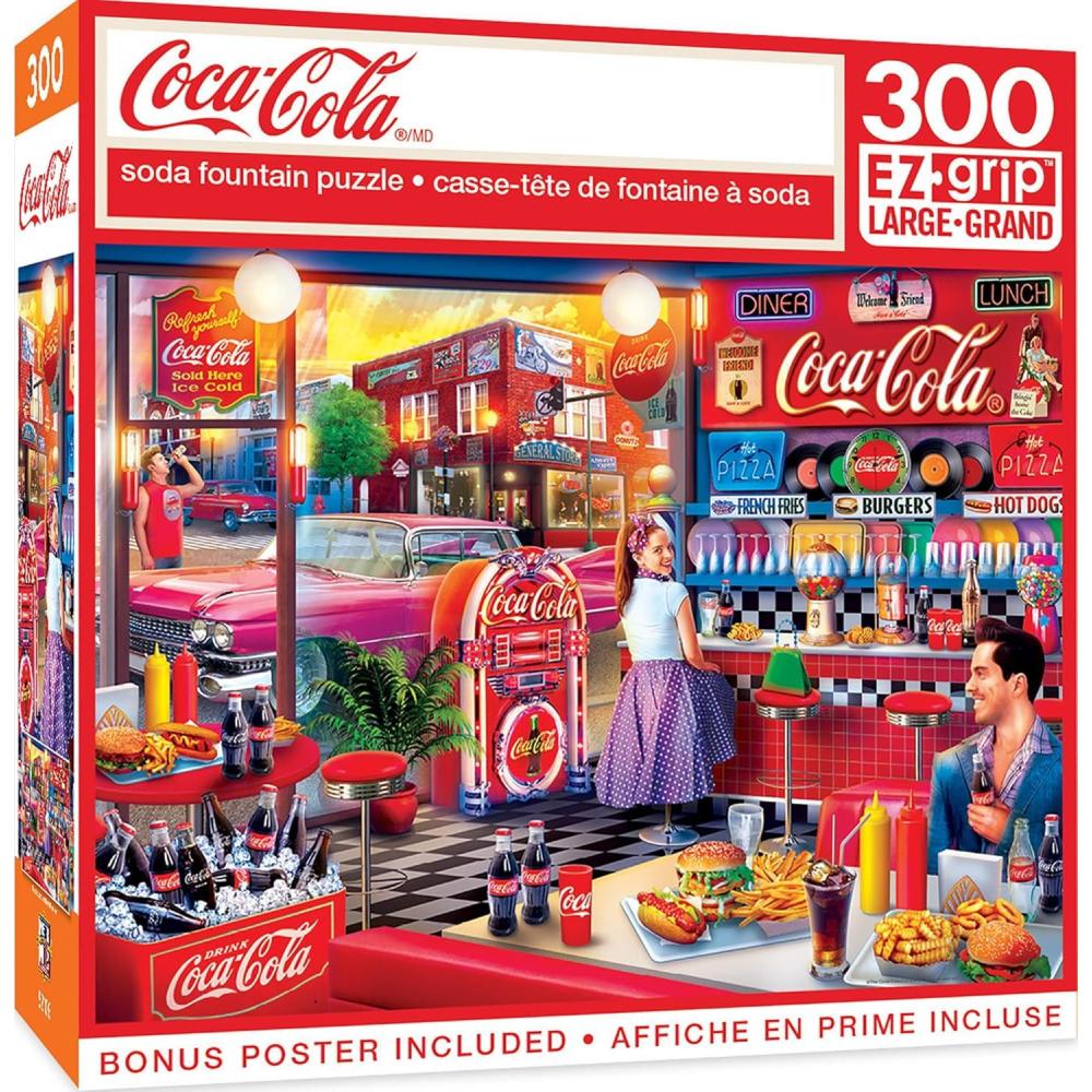 imageMasterPieces 300 Piece EZ Grip Jigsaw Puzzle CocaCola Bottles 18x24Soda Fountain