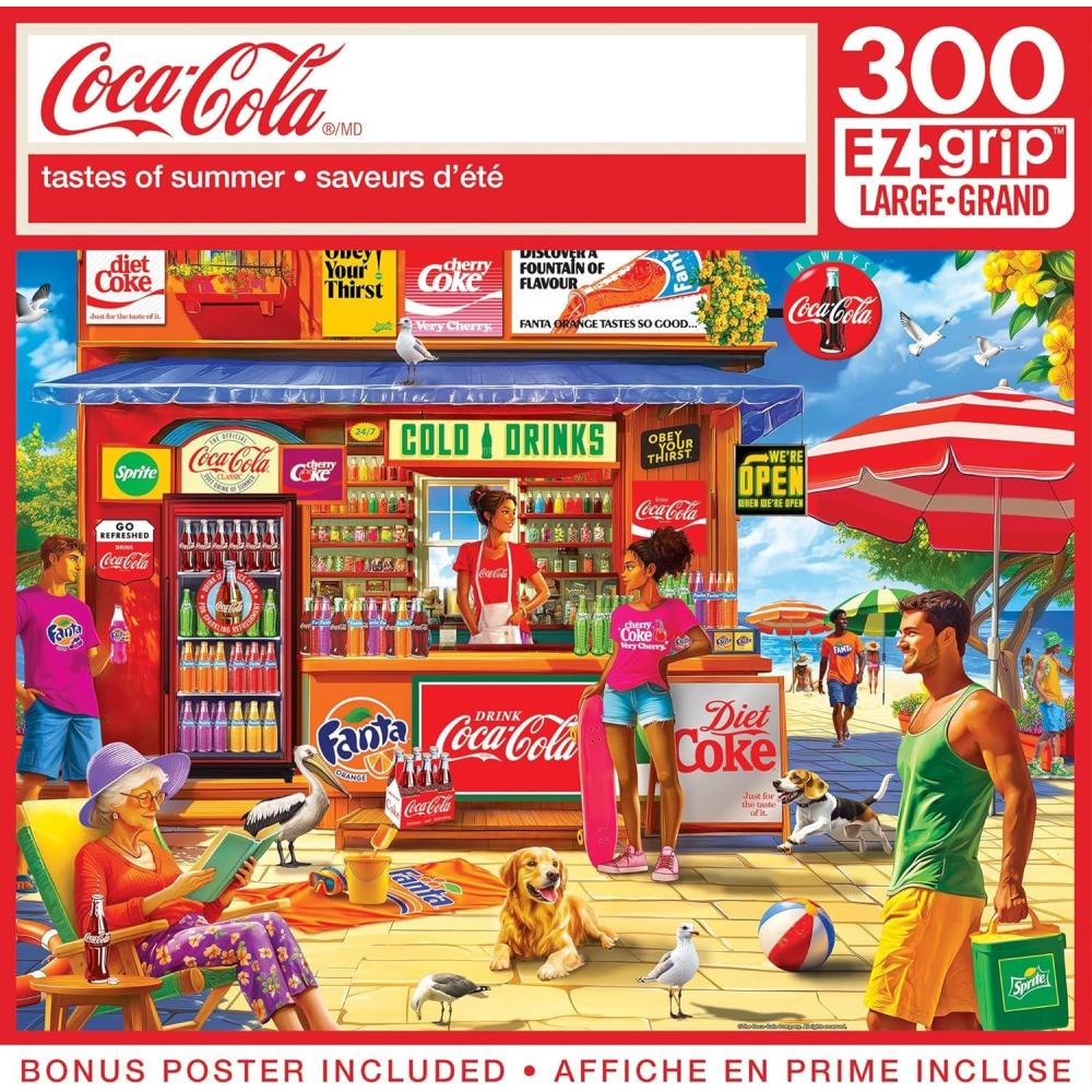imageMasterPieces 300 Piece EZ Grip Jigsaw Puzzle CocaCola Bottles 18x24Tastes of Summer