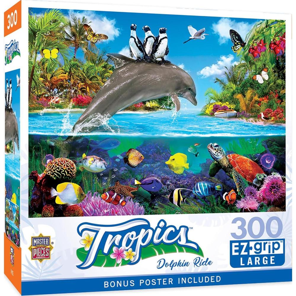 imageMasterPieces 300 Piece EZ Grip Jigsaw Puzzle  Dolphin Ride  18x24300 Piece