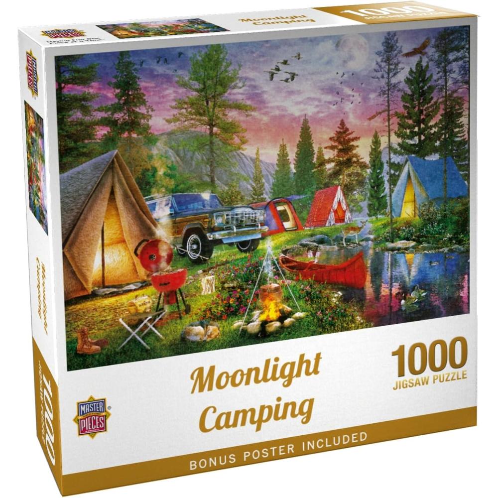 imageMasterPieces 300 Piece EZ Grip Jigsaw Puzzle Moonlight Camping 18x241000 Piece