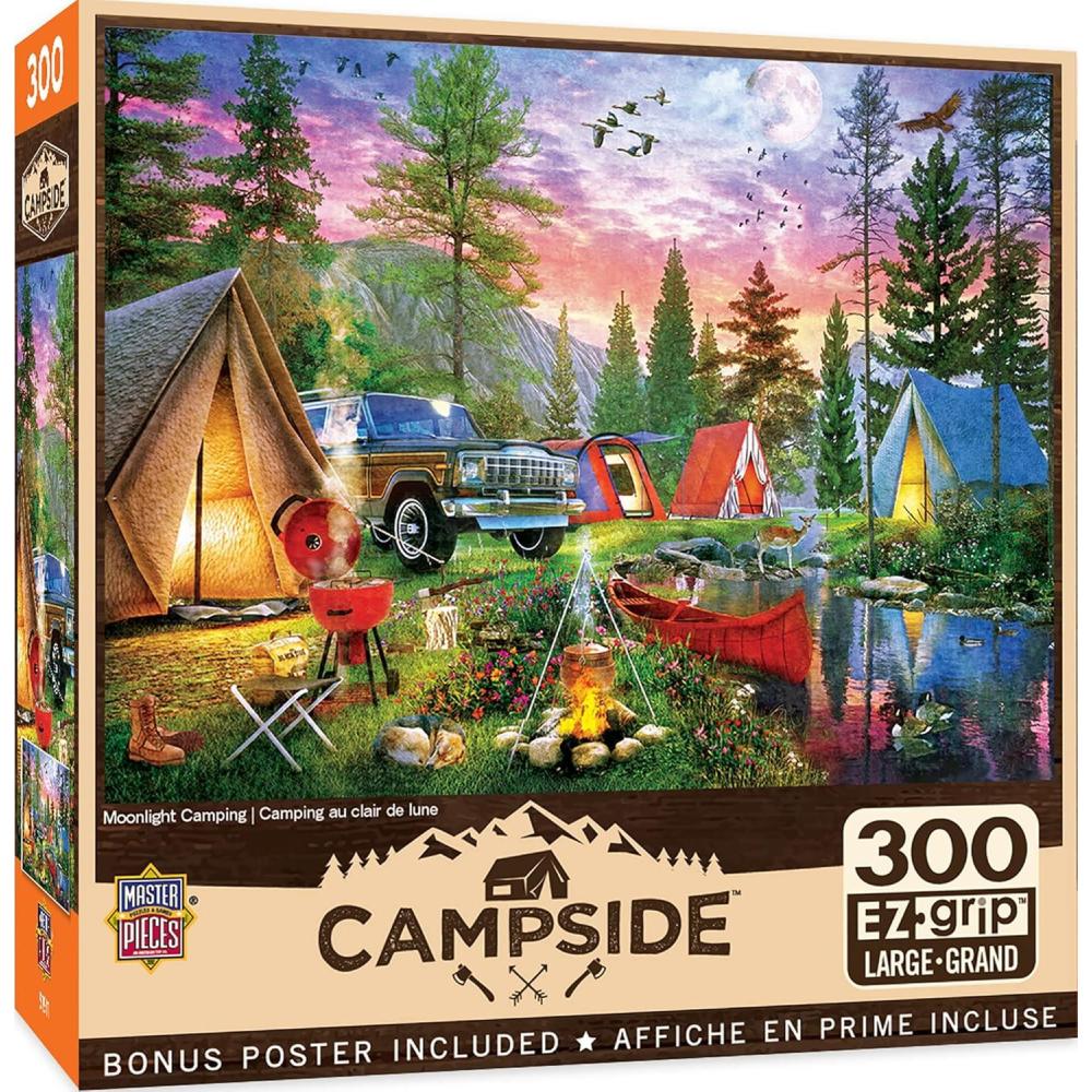 imageMasterPieces 300 Piece EZ Grip Jigsaw Puzzle Moonlight Camping 18x24300 Piece