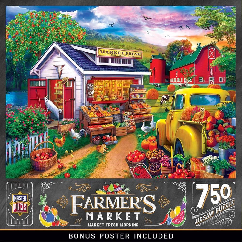 imageMasterPieces 750 Piece Jigsaw Puzzle for Adults and Family Country Heaven 18x24Market Fresh Morning