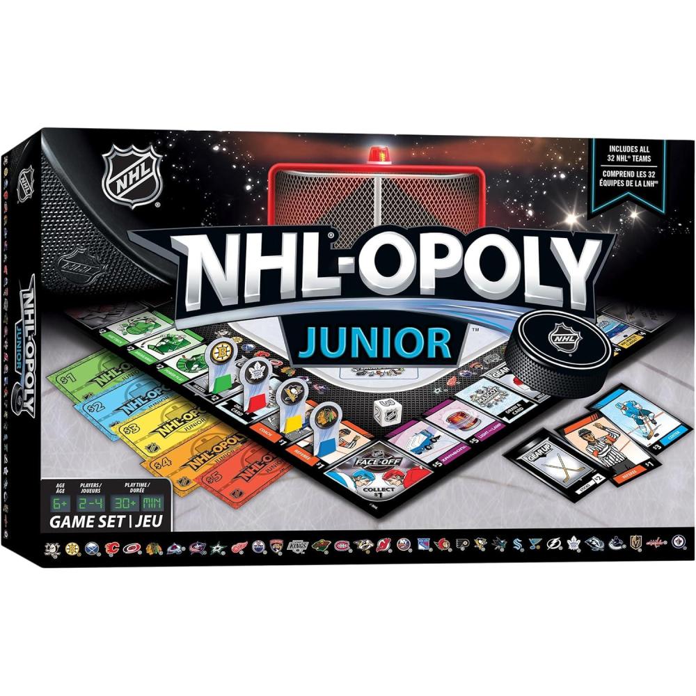 imageMasterPieces NHL League Opoly Jr Board Game Officially Licensed Family Hockey Game for Kids Ages 6 and Up Educational and Fun Collectible Board Play Great Hockey Gifts for Boys 812