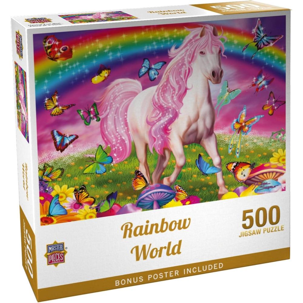 imageMasterpieces 300 Piece EZ Grip Glow in the Dark Jigsaw Puzzle Rainbow World 18x24500 Piece