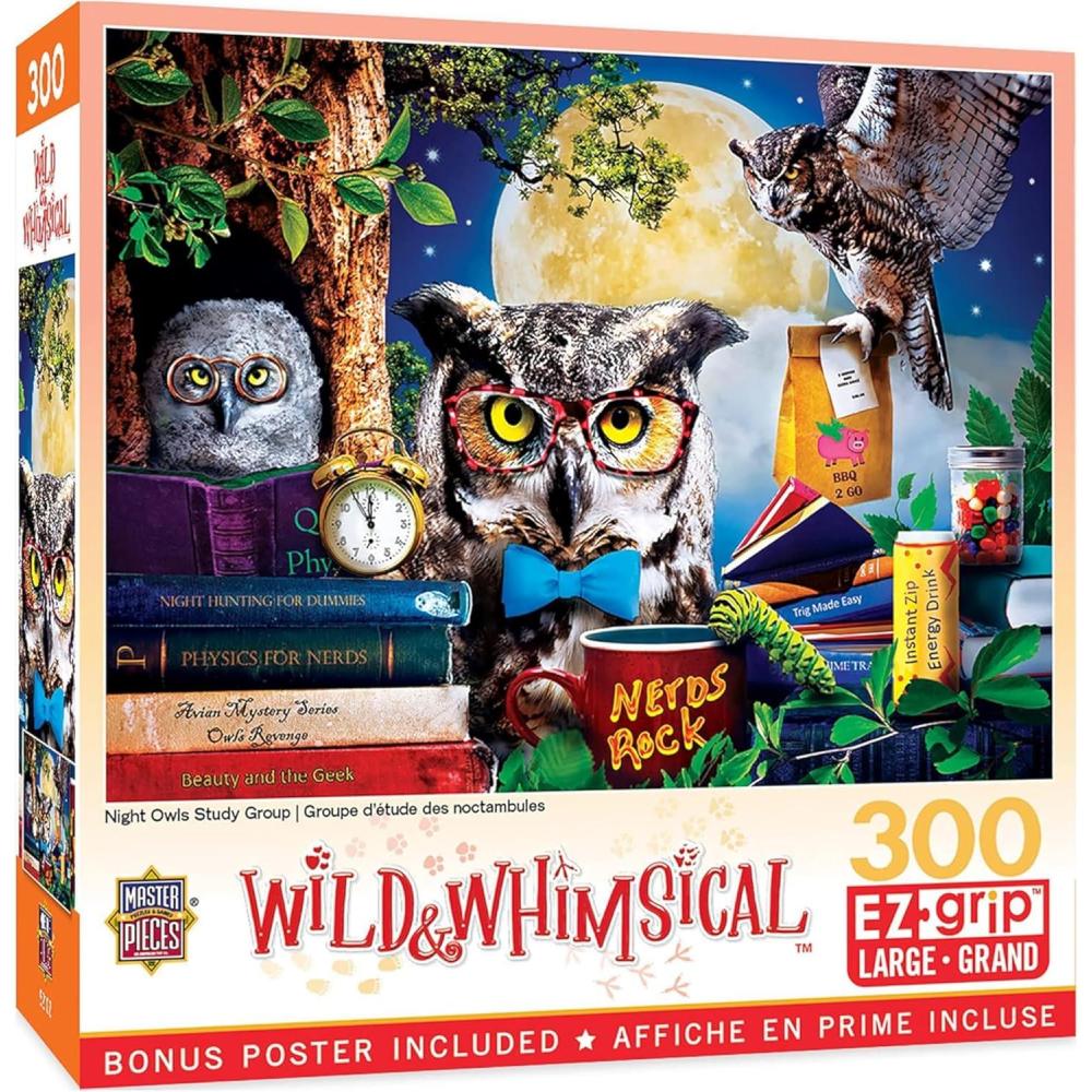 imageMasterpieces 300 Piece EZ Grip Jigsaw Puzzle Night Owls Study Group 18x24300 Piece