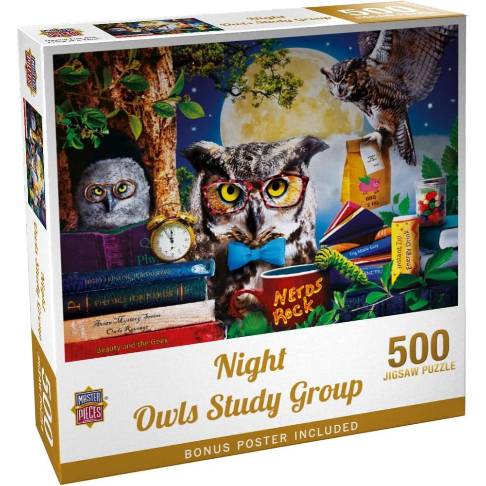 imageMasterpieces 300 Piece EZ Grip Jigsaw Puzzle Night Owls Study Group 18x24500 Piece