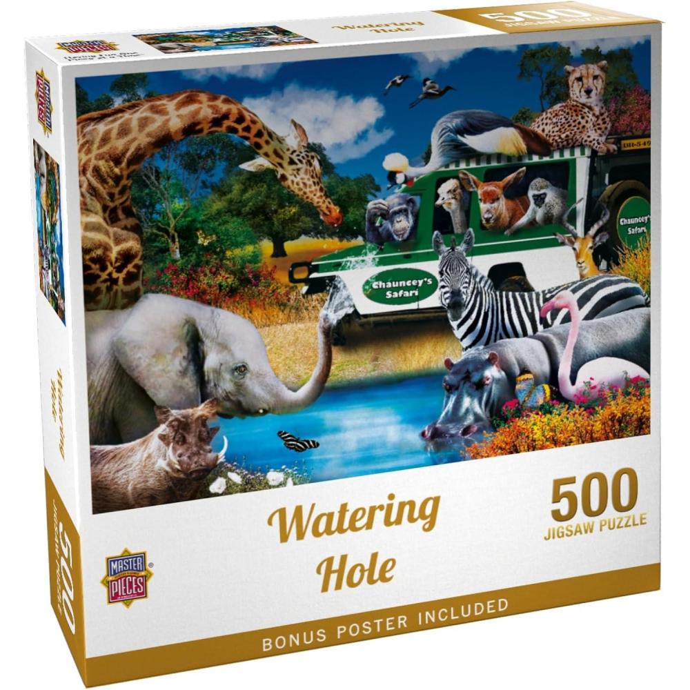 imageMasterpieces 300 Piece EZ Grip Jigsaw Puzzle Watering Hole 18x24500 Piece