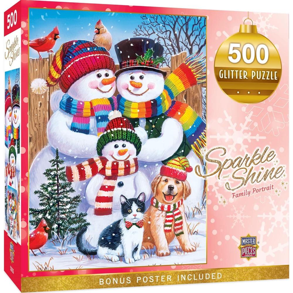 imageMasterpieces 500 Piece Glitter Christmas Jigsaw Puzzle Family Portrait 18x24