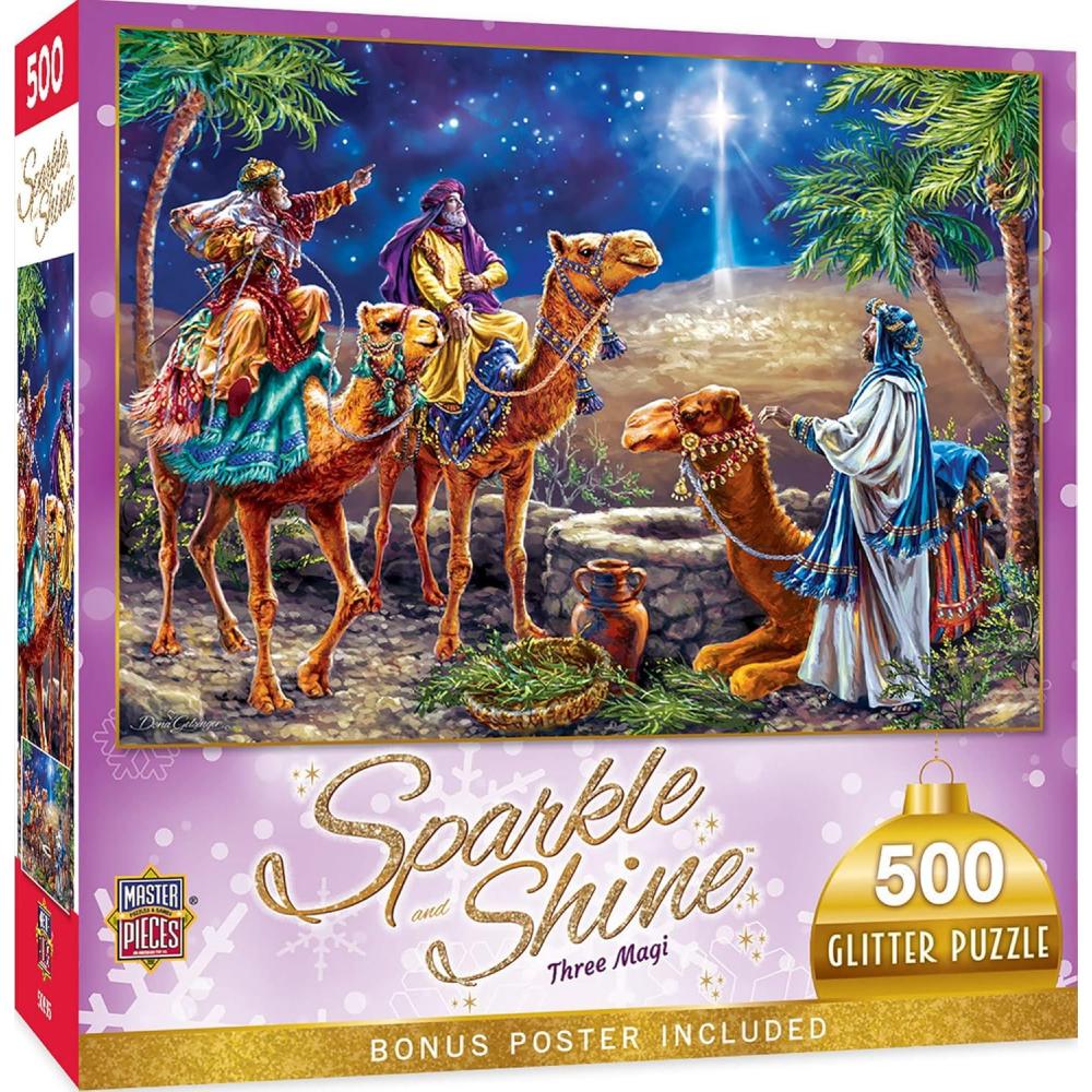 imageMasterpieces 500 Piece Glitter Christmas Jigsaw Puzzle Three Magi 15x21