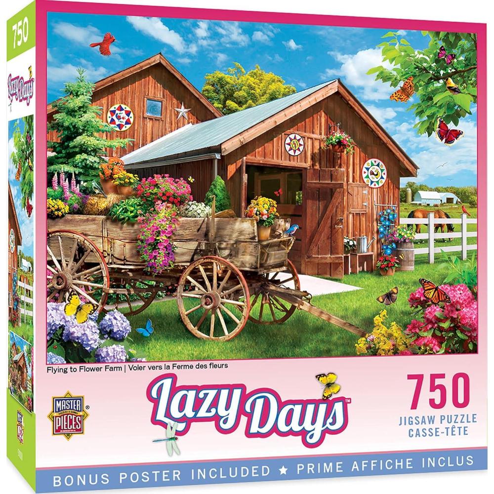 imageMasterpieces 750 Piece Jigsaw Puzzle for Adults and Family Free to Fly 18x24Lazy Days Flying to Flower Farm