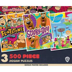 3-Pack 500pc Puzzles – The 80’s – Jigsaw Puzzle with Vibrant Artwork and Durable Pieces – Fun Family Activity, Brain Challenge, and Educational Entertainment for Kids, Teens, and Adults(Hanna-Barbera)