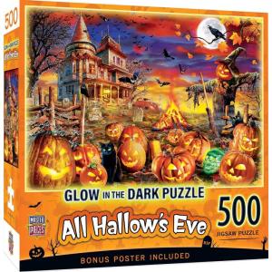 Halloween – Fright Night 500pc Glow in The Dark Puzzle – Jigsaw Puzzle with Vibrant Artwork and Durable Pieces – Fun Family Activity, Brain Challenge, and Educational Entertainment for Kids, Teens(All Hallow’s Eve)