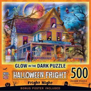 Halloween – Fright Night 500pc Glow in The Dark Puzzle – Jigsaw Puzzle with Vibrant Artwork and Durable Pieces – Fun Family Activity, Brain Challenge, and Educational Entertainment for Kids, Teens(Fright Night)