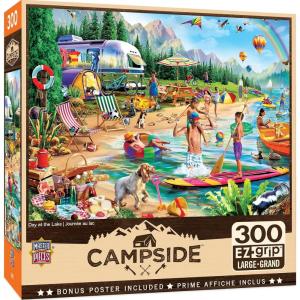 MasterPieces – 300 Piece Jigsaw Puzzle, Large EZ Grip Shapes, Camp Day at The Lake, Fun for Adults, Seniors, Family, Kids, Non-Glare Finish, 18″x24″(300 Piece)