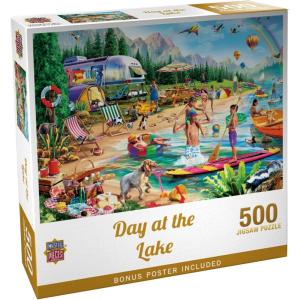 MasterPieces – 300 Piece Jigsaw Puzzle, Large EZ Grip Shapes, Camp Day at The Lake, Fun for Adults, Seniors, Family, Kids, Non-Glare Finish, 18″x24″(500 Piece)