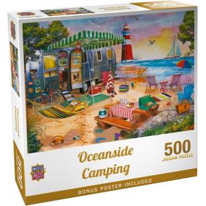 MasterPieces – 300 Piece Jigsaw Puzzle, Large EZ Grip Shapes, Oceanside Camping, Fun for Adults, Seniors, Family, Kids, Non-Glare Finish, 18″x24″(500 Piece)