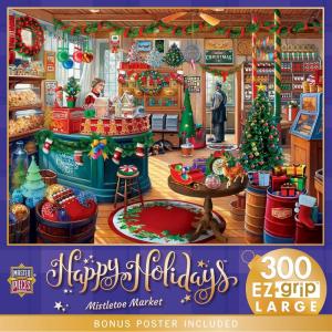 MasterPieces 300 Piece EZ Grip Christmas Jigsaw Puzzle – Winter Visitors – 18″x24″(Mistletoe Market)
