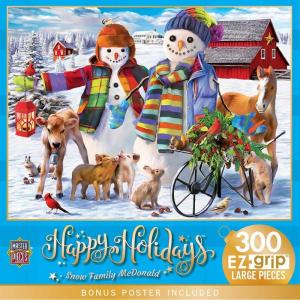 MasterPieces 300 Piece EZ Grip Christmas Jigsaw Puzzle – Winter Visitors – 18″x24″(Snow Family McDonald Holiday)