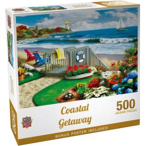MasterPieces 300 Piece EZ Grip Jigsaw Puzzle – Coastal Getaway Beach Scene – Large Piece Puzzles for Seniors, Adults, and Family – Eco-Friendly, Non-Glare Finish, Relaxing 18″ x 24″ Puzzle(500 Piece)