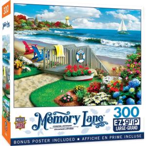 MasterPieces 300 Piece EZ Grip Jigsaw Puzzle – Coastal Getaway Beach Scene – Large Piece Puzzles for Seniors, Adults, and Family – Eco-Friendly, Non-Glare Finish, Relaxing 18″ x 24″ Puzzle(300 Piece)