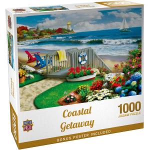 MasterPieces 300 Piece EZ Grip Jigsaw Puzzle – Coastal Getaway Beach Scene – Large Piece Puzzles for Seniors, Adults, and Family – Eco-Friendly, Non-Glare Finish, Relaxing 18″ x 24″ Puzzle(1000 Piece)