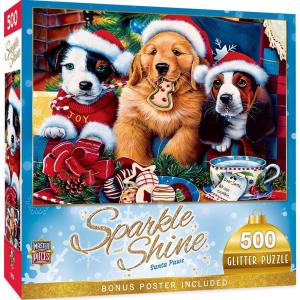 MasterPieces 500 Piece Glitter Christmas Jigsaw Puzzle – Santa Paws – 15″x21″